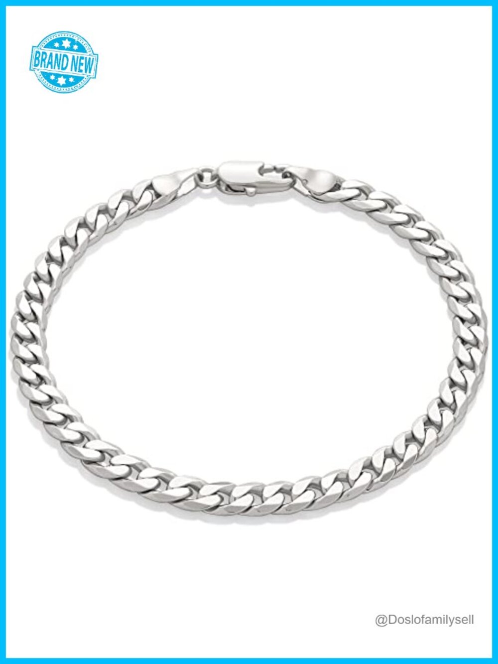 Silver Plated Curb Chain Bracelet 7.5" Hypoallergenic